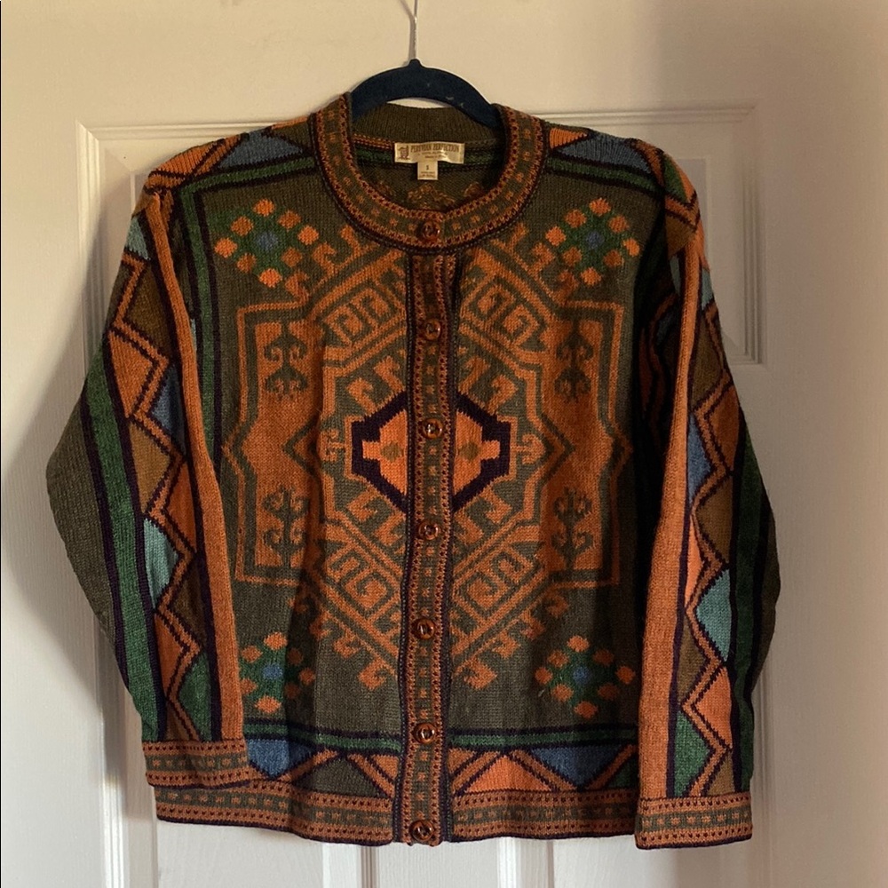 Colorful Geometric Alpaca Cardigan